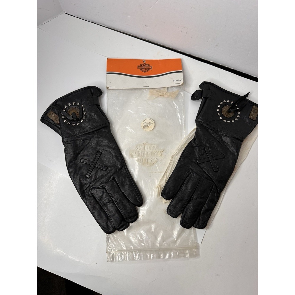 Vintage Harley Davidson Willie G Gauntlet Leather Gloves Black Mens XL 98163-88V